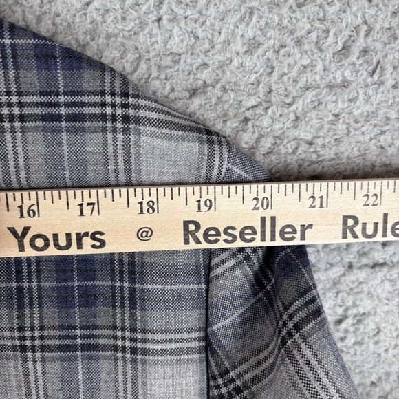 Tallia Blazer Mens 46R Blue Plaid Wool Blend Windowpane Sport Coat Jacket - Picture 6 of 8